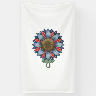 Banderoles Ornement de tournesol en denim patriotique vintage