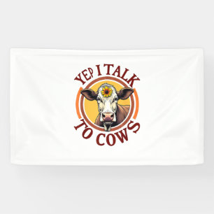 Banderoles Oui Je Parle Aux Vaches Drôle Vintage Producteur V