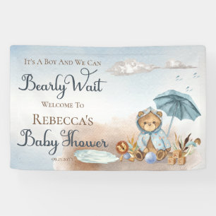 Banderoles Ours   Baby shower Bearly Wait Boy Parapluie bleu