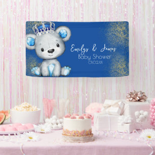 Banderoles Ours Baby shower Prince Sparkly Blue Boys