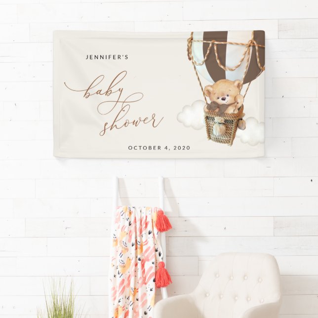 Banderoles Ours, Ballon Brown à air chaud, Baby shower d'accu (En situation)
