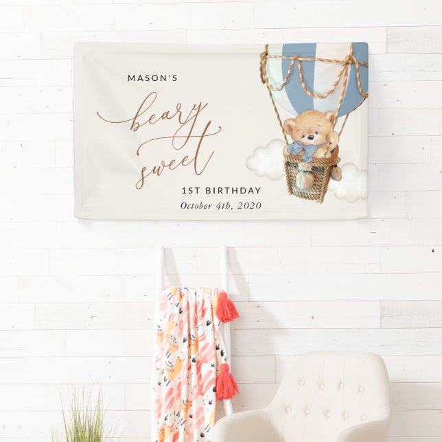 Banderoles Ours, Blue Hot Air Ballotte, accueil pour le premi (En situation)