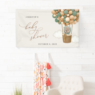 Banderoles Ours En Conflit, Ballons Verts, Baby shower D'Accu