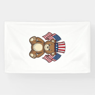 Banderoles Ours en peluche patriotique vintage vector design_