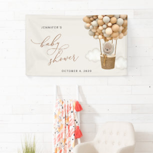 Banderoles Ours En Teddy, Balloirs Beige, Baby shower D'Accue