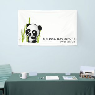 Banderoles Ours panda dans son petit bosquet de bambou