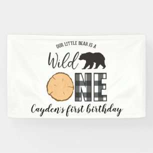 Banderoles Ourson Sauvage Plaid de Buffalo Noir Premier Anniv