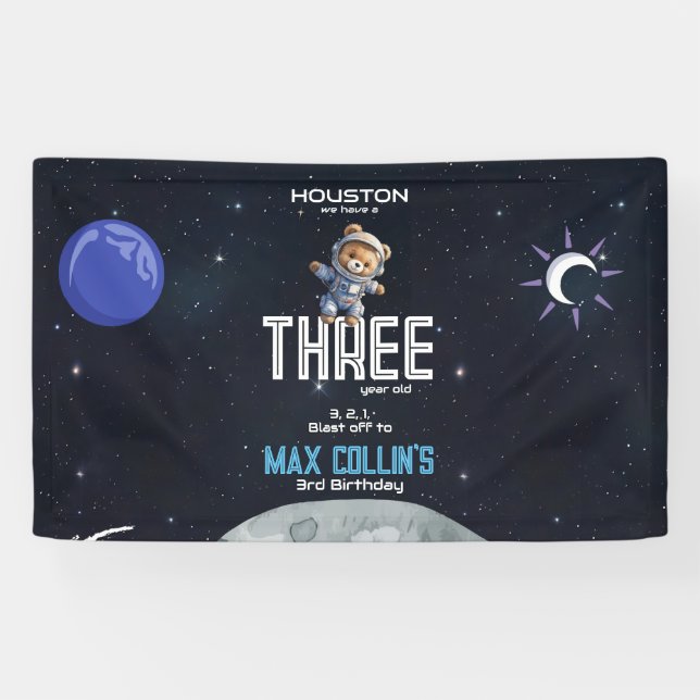 Banderoles Outer Space Astronaut Any Age Birthday (Horizontal)