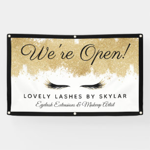Banderoles Ouvert Pour Les Professionnels Gold Black Eyelash 