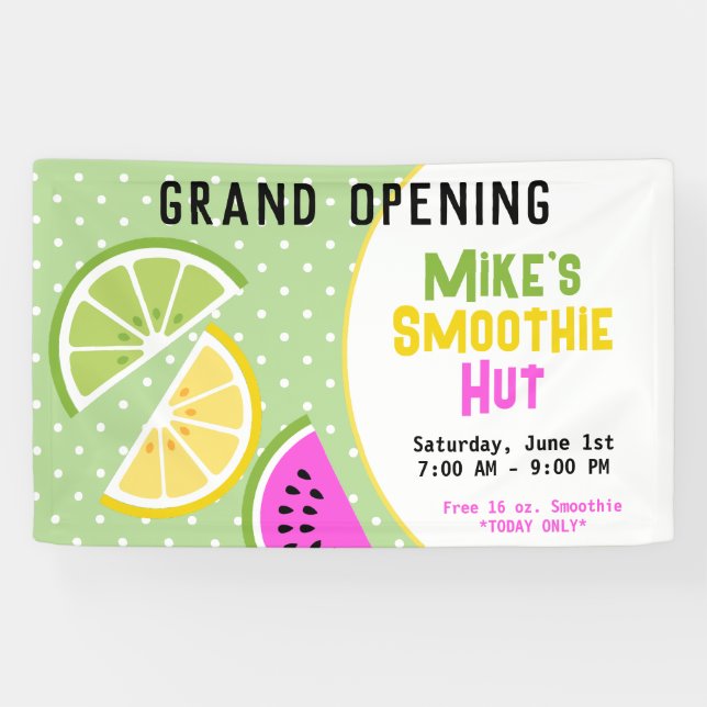 Banderoles Ouverture officielle de l'entreprise de smoothies  (Horizontal)