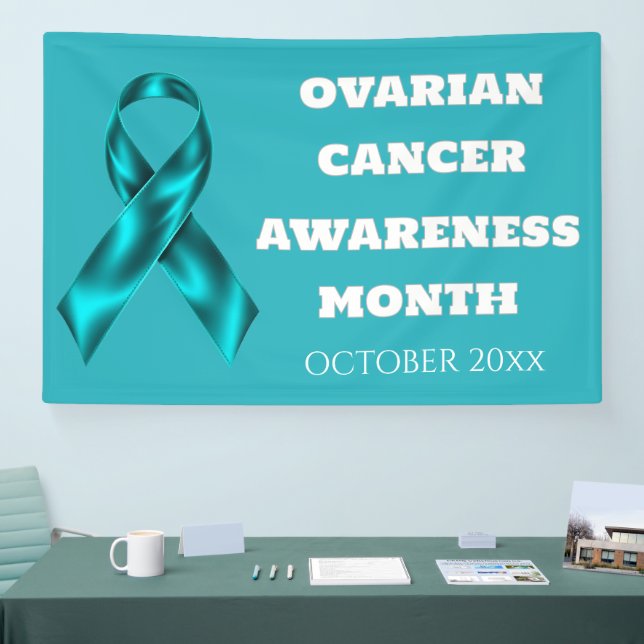 Banderoles Ovarian Cancer Awareness Month teal ribbon DIY (Salon professionnel)