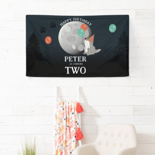 Banderoles Pack de loups mignons Lune forestière Anniversaire