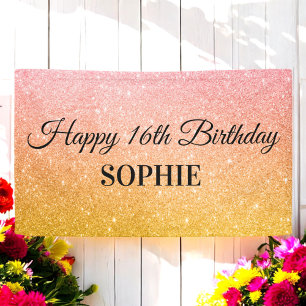 Banderoles Pailletés de fête d'anniversaire rose jaune 