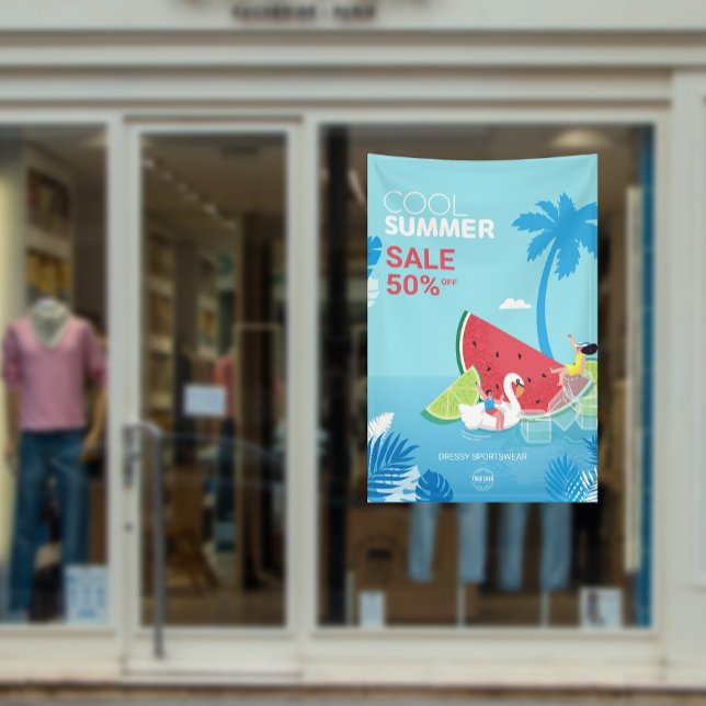 Banderoles PalmTree personnalisé Fin de saison Vente d'annonc (custom PalmTree WatermelonSummer Sale Business Ads Banner)