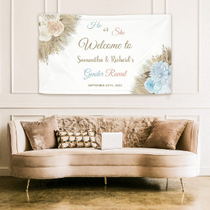 Banderoles Pampas Boho en laiton Botanique Affiche de bienven