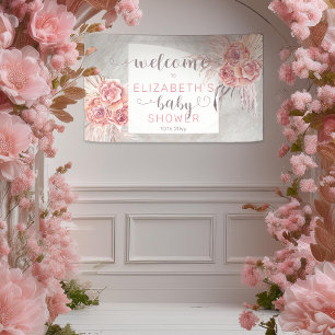 Banderoles Pampas Grass  Rose Blooms Fille Baby shower Bienve