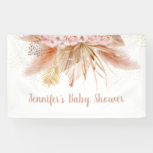 Banderoles Pampas Grass rose or Baby shower Floral (Horizontal)