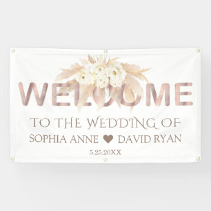 Banderoles Pampas Grass White Flowers Mariage Affiche de bien