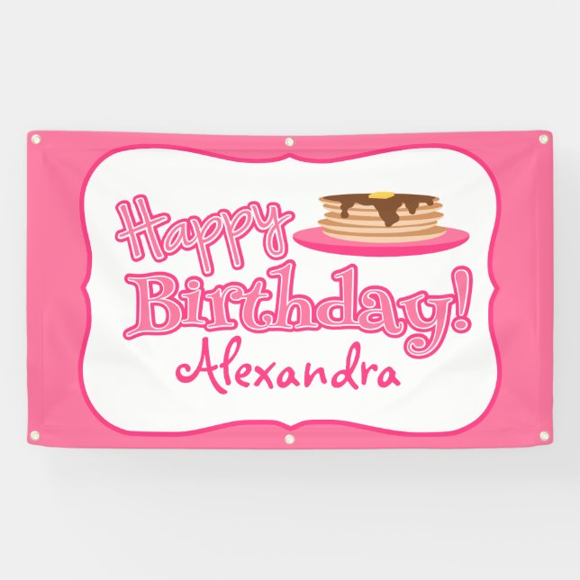 Banderoles Pancakes Pink Joyeux Anniversaire (Horizontal)