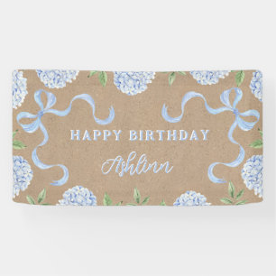 Banderoles Panneau d'anniversaire, petite hydrangea bleue cou