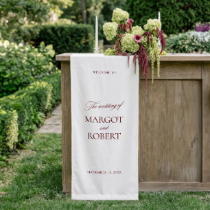 Banderoles Panneau de Bienvenue de Mariage Blanc & Bourgogne
