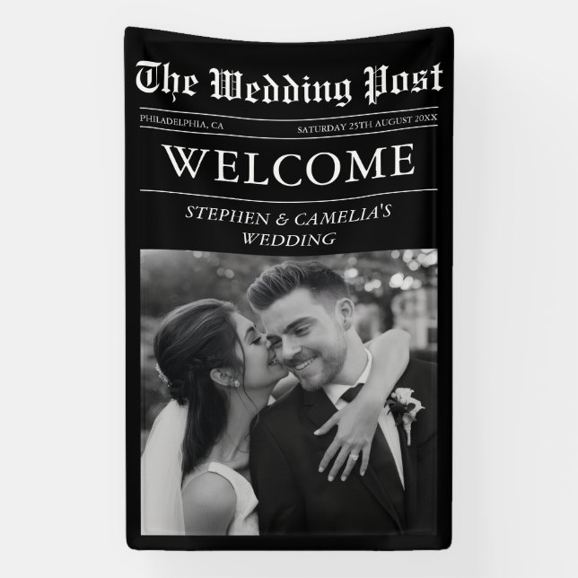 Banderoles Panneau de bienvenue de mariage de journal éditori (Verticale)