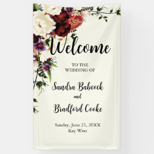 Banderoles Panneau de bienvenue de mariage floral automnal mo