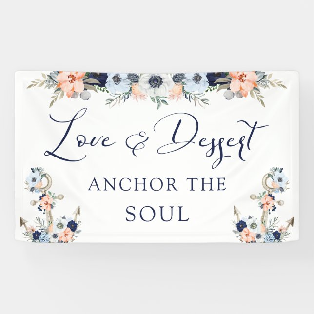 Banderoles Panneau de la table de dessert Mariage marin (Horizontal)