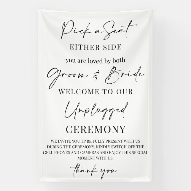 Banderoles Panneau de mariage – Choisissez un siège, pas un c (Verticale)