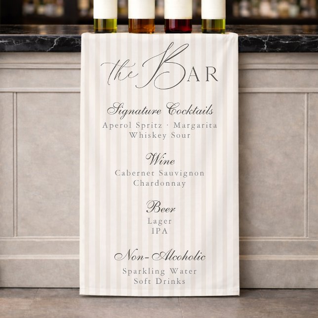 Banderoles Panneau de mariage de menu de bar minimal élégant (Créateur téléchargé)