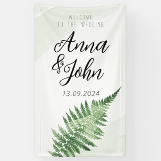 Banderoles Panneau de mariage Minimaliste Green Fern