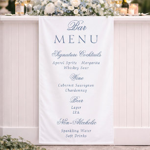Banderoles Panneau de menu de bar de mariage élégant bleu pou