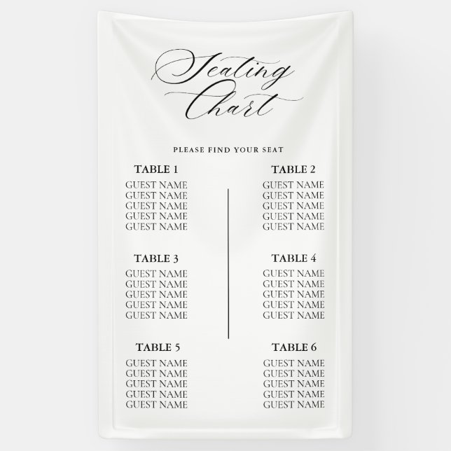 Banderoles Panneau de plan de table de mariage à calligraphie (Vertical)