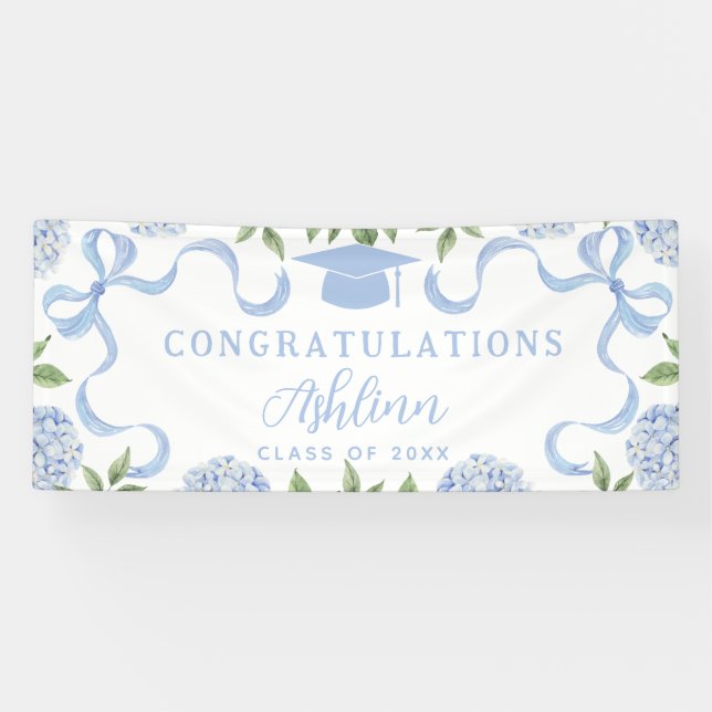 Banderoles Panneau de remise de diplômes, Hydrangea Bleu, Bla (Horizontal)