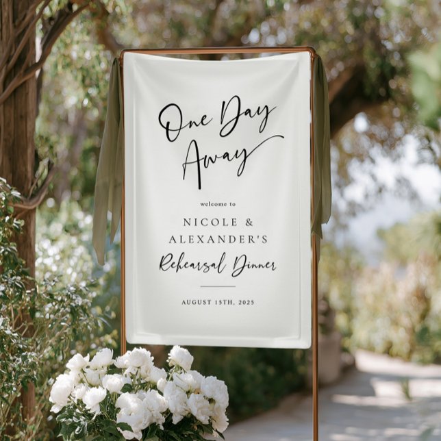 Banderoles Panneau de signalisation vinyle pour dîner de répé (Minimalist Black and White Rehearsal Dinner Sign)