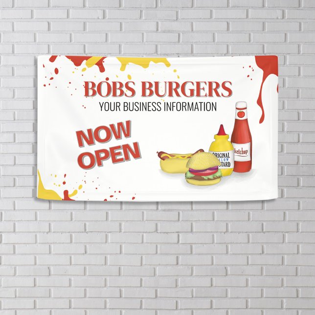 Banderoles Panneau Restaurant Business Open Hamburger (Restaurant Hamburger Banner Sign)