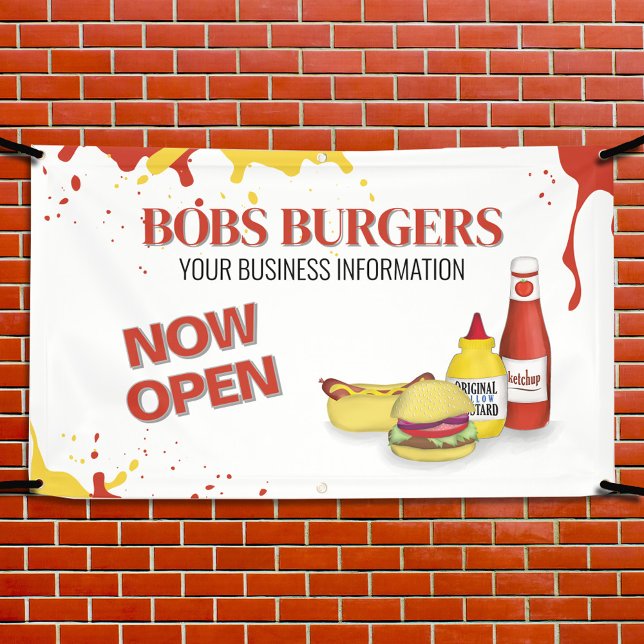 Banderoles Panneau Restaurant Business Open Hamburger (Restaurant burger custom banner.)