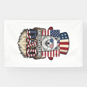 Banderoles Papa Esquimau Américain Patriotique Chien Vintage