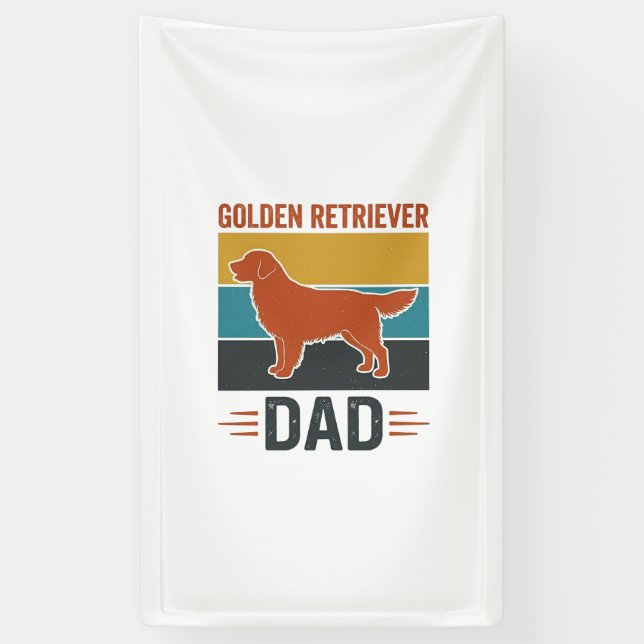 Banderoles Papa Golden Retriever Conception Vector pour Amate (Vertical)
