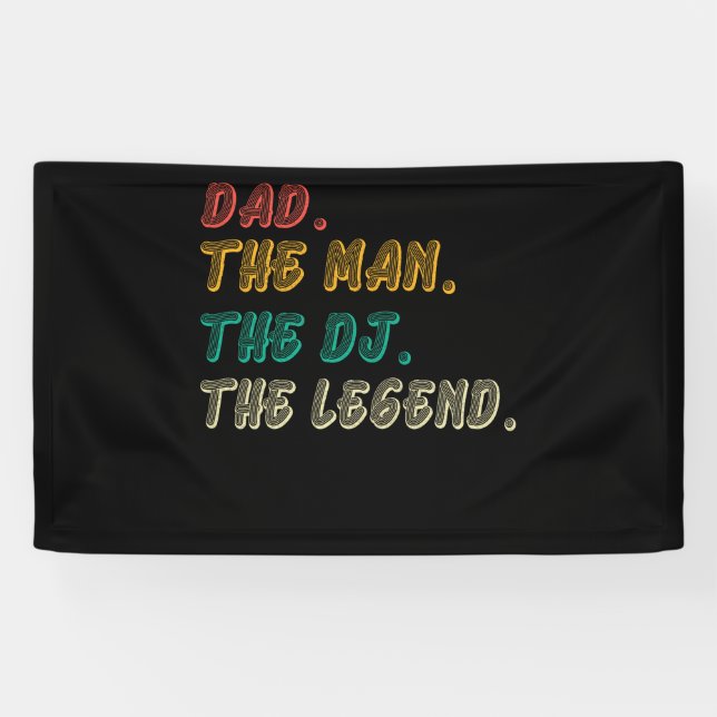 Banderoles Papa L'Homme Le DJ La Légende Vintage (Horizontal)