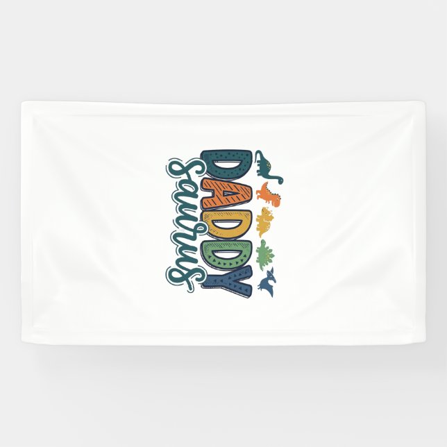 Banderoles Papa Saurus Mignon Papa Dinosaure Conception Vecto (Horizontal)
