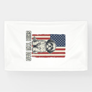 Banderoles Papa Shih Tzu Drapeau Patriotique Vintage Chemise 