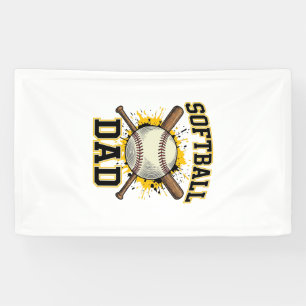 Banderoles Papa Softball Vintage Varsity Dessin Bats Croisés_