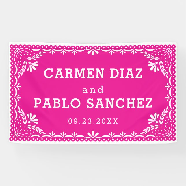 Banderoles Papel Picado Colorful Mariage mexicain Photo (Horizontal)
