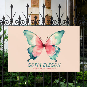 Banderoles Papillon Aquarelle Élégant Rose Bleu Salon
