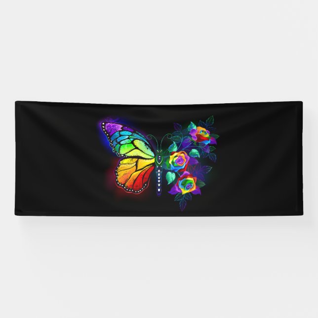 Banderoles Papillon arc-en-ciel (Horizontal)