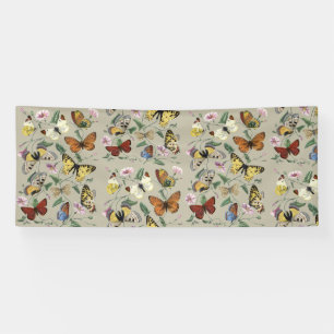 Banderoles Papillon de nuit vintage 1842 Art botanique floral