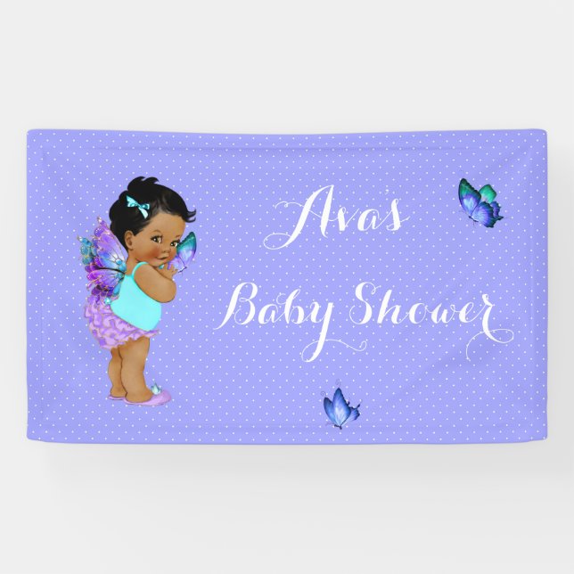 Banderoles Papillon Princesse Bébé Fille Violet Lavande (Horizontal)