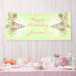 Banderoles Papillon Rose Citron Vert