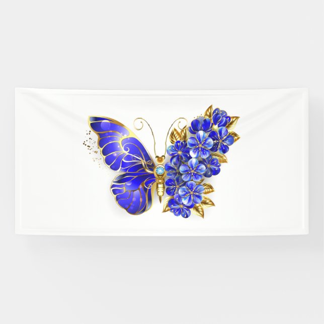 Banderoles Papillon Saphir Fleur (Horizontal)